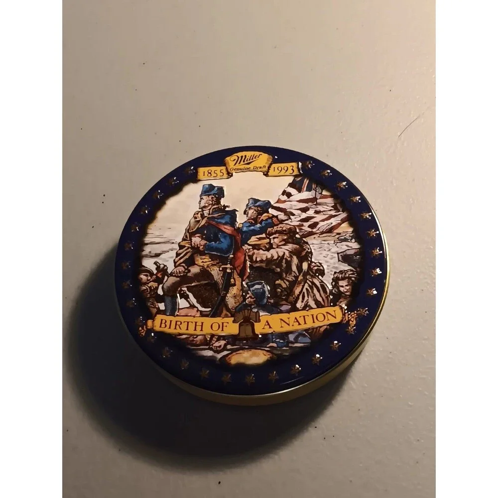 Miller Beer 1993 Metal Tin Coaster Set Birth of a Nation Washington